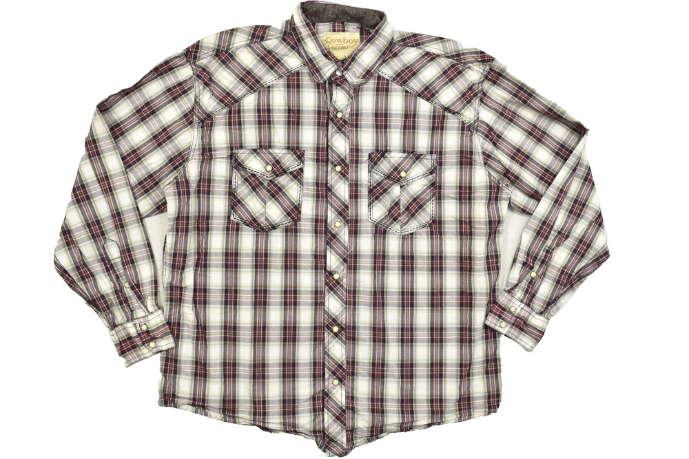 Cowboy Legend Men XXL Plaid Western Pearl Snap Button Down Shirt Cotton